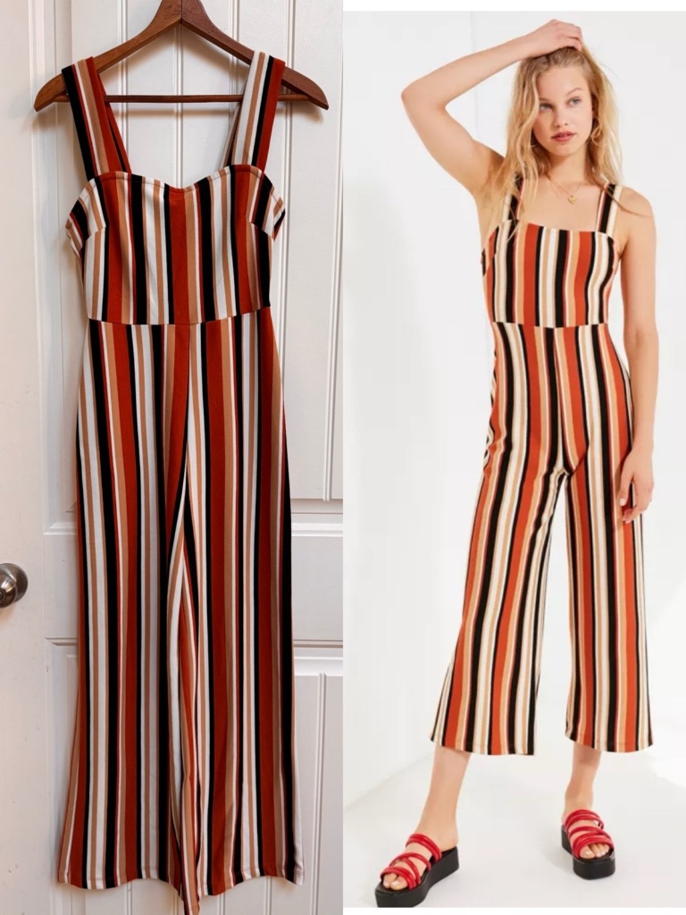 Urban Outfitters Delany Rainbow Stripe Jumpsuit. Size S